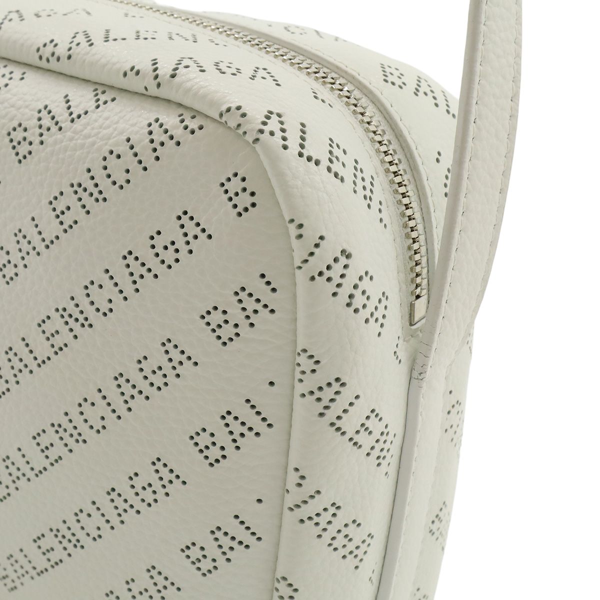 Balenciaga Perforated Logo Camera Bag Pochette Crossbody Leather White — view 4