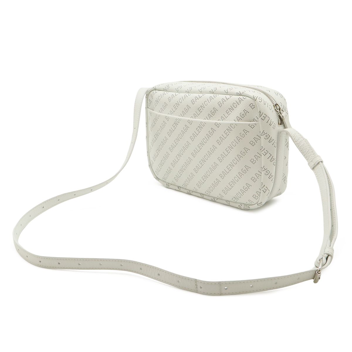 Balenciaga Perforated Logo Camera Bag Pochette Crossbody Leather White — view 2