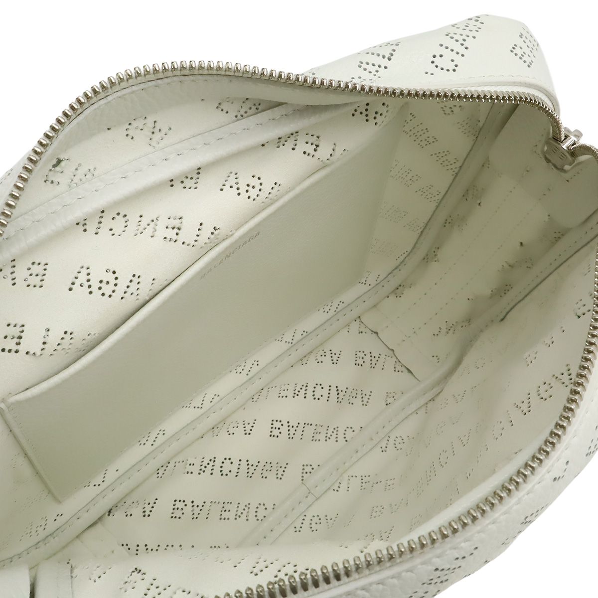 Balenciaga Perforated Logo Camera Bag Pochette Crossbody Leather White — view 7