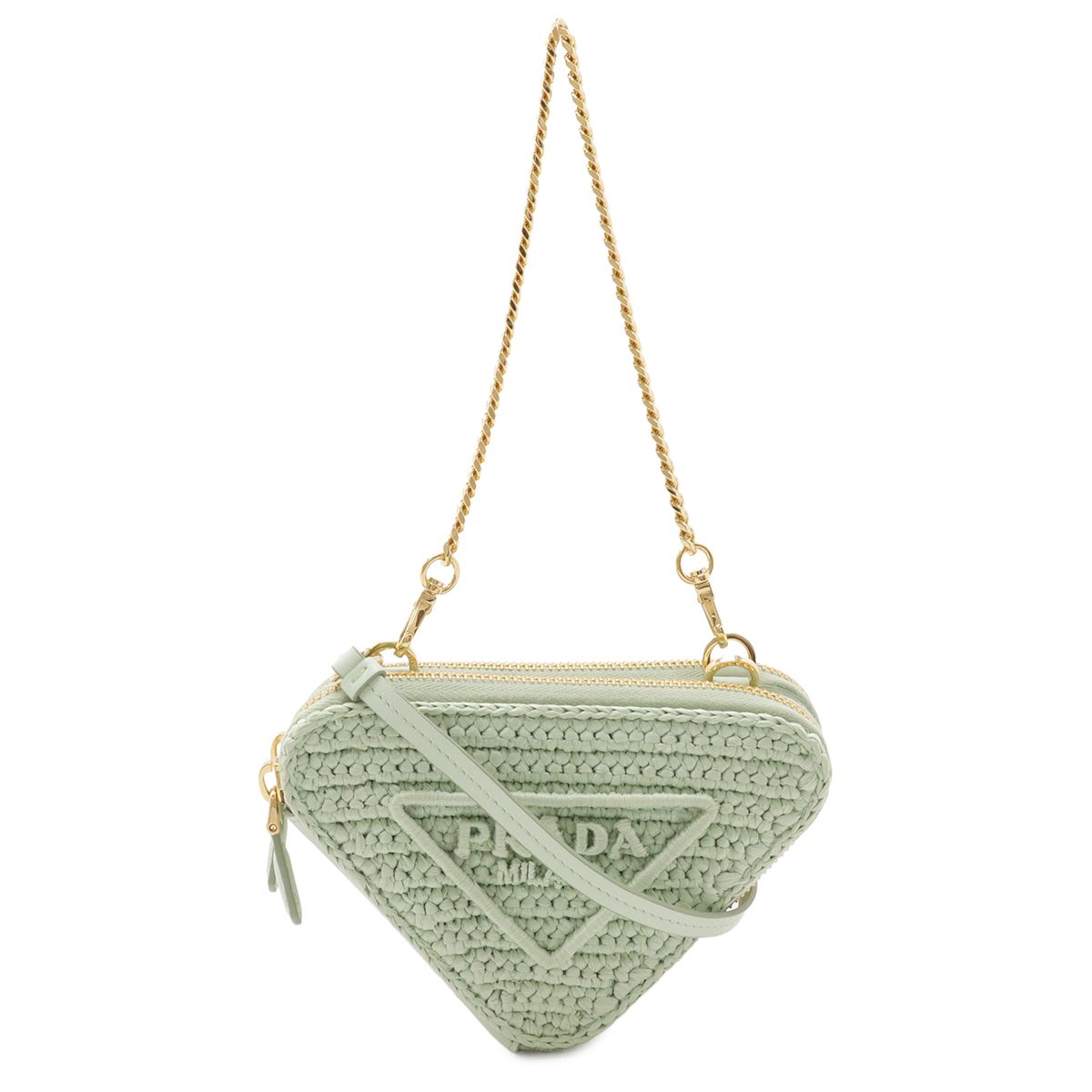 Prada Crochet Mini Contenitori Mini Pouch Clutch 3way Chain Shoulder Bag Raffia
