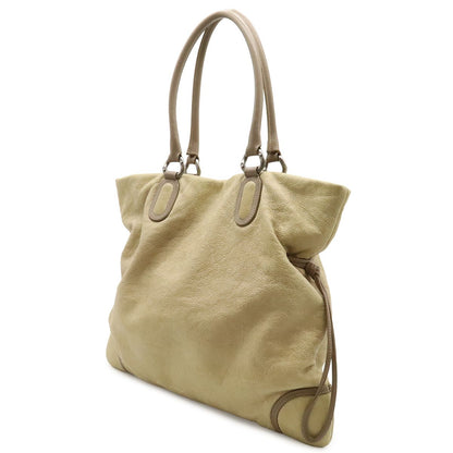 Chanel CC Logo Jumbo CC Tote Shoulder Bag Leather Beige Gray Ju — view 2