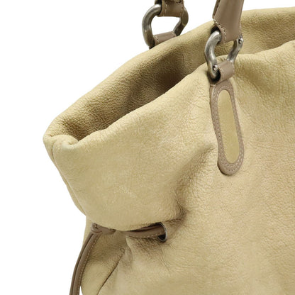 Chanel CC Logo Jumbo CC Tote Shoulder Bag Leather Beige Gray Ju — view 8