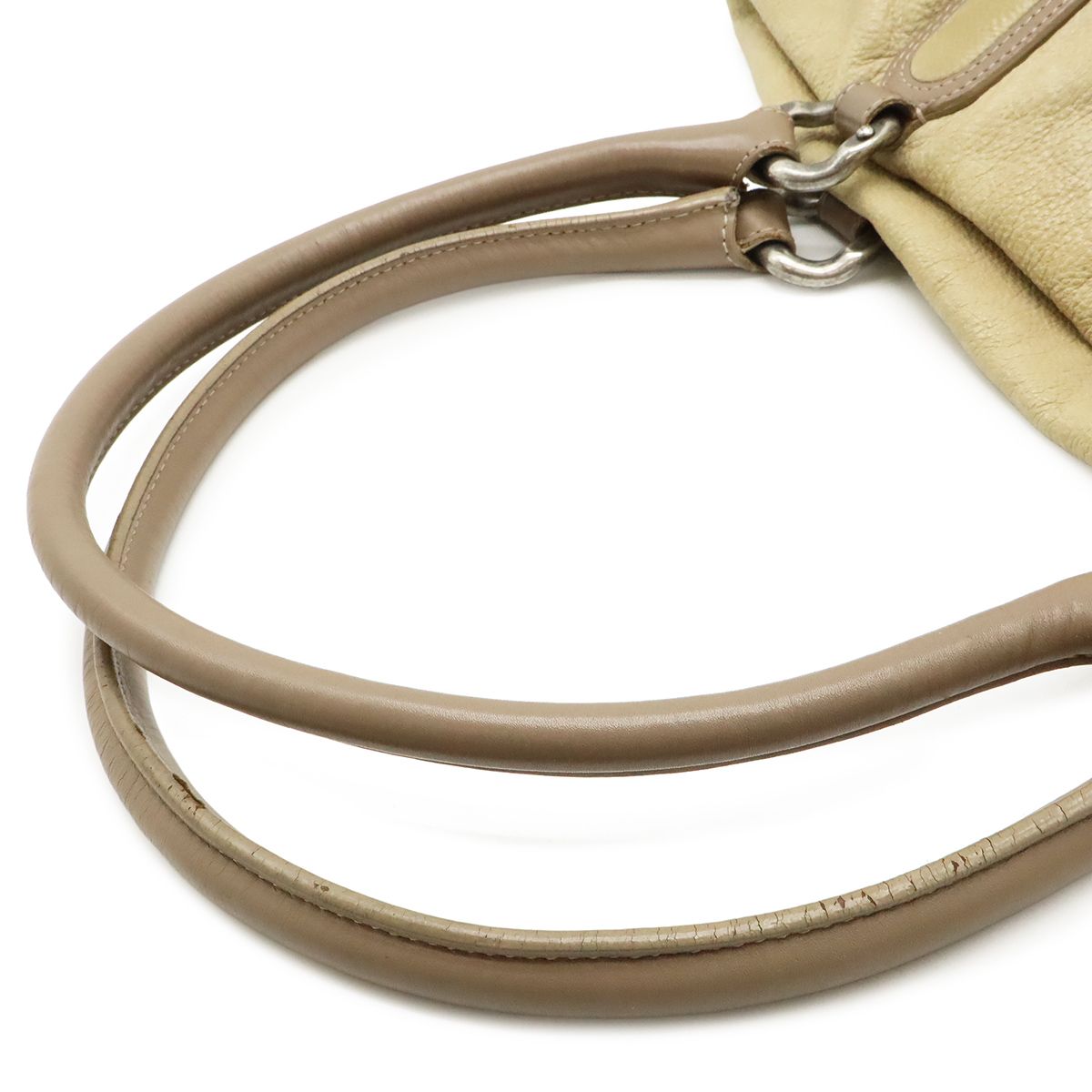 Chanel CC Logo Jumbo CC Tote Shoulder Bag Leather Beige Gray Ju — view 4