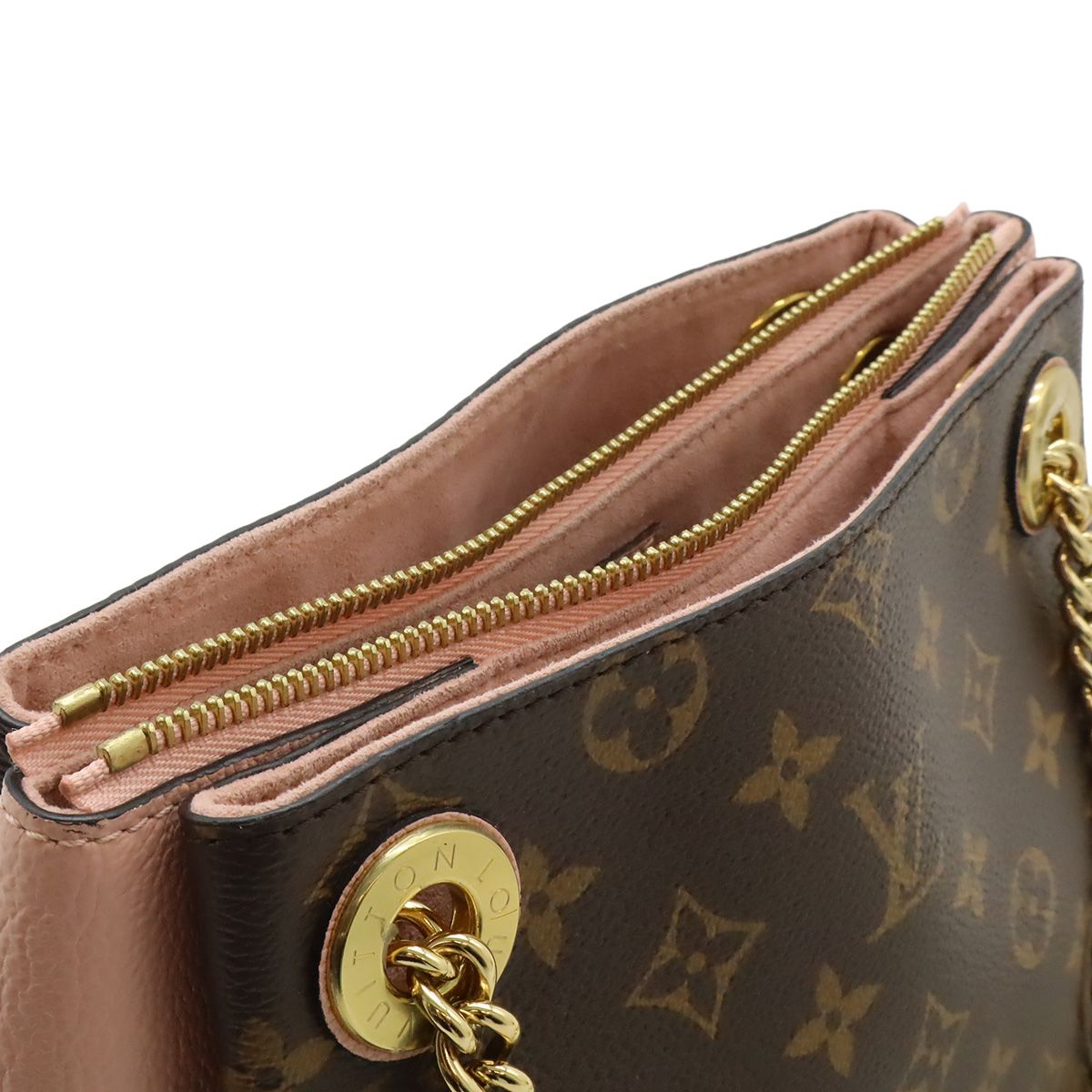 Louis Vuitton Monogram Calf BB Shoulder Bag Rose Valley Pink Zipper Slider — view 6