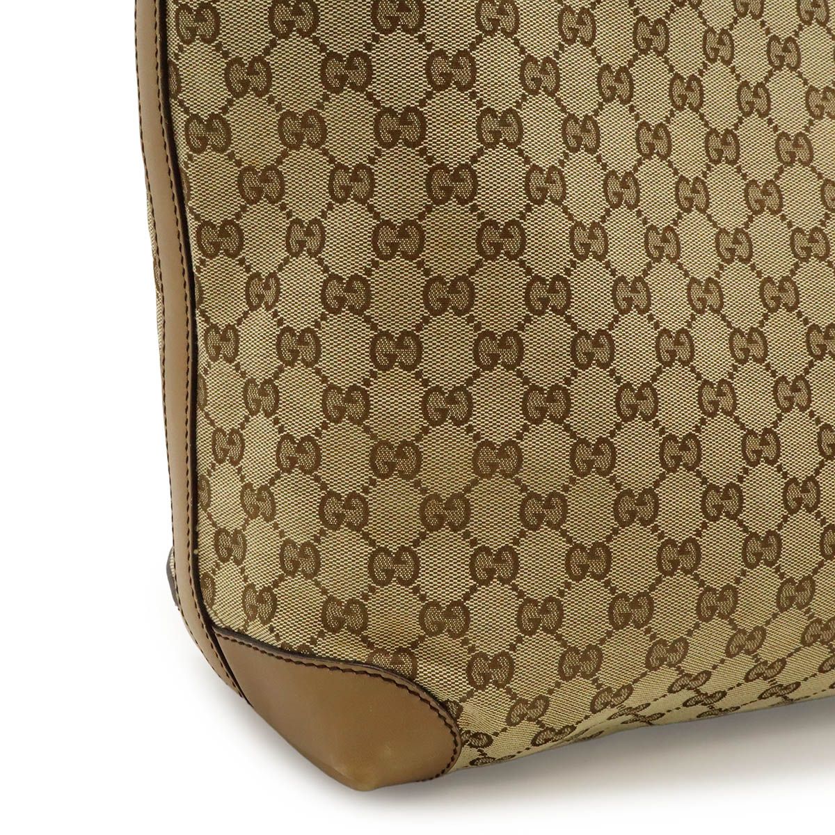 Gucci GG Canvas Tote Large Shoulder Bag Leather Light Brown Pouch — view 7