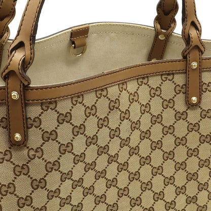 Gucci GG Canvas Tote Large Shoulder Bag Leather Light Brown Pouch — view 6