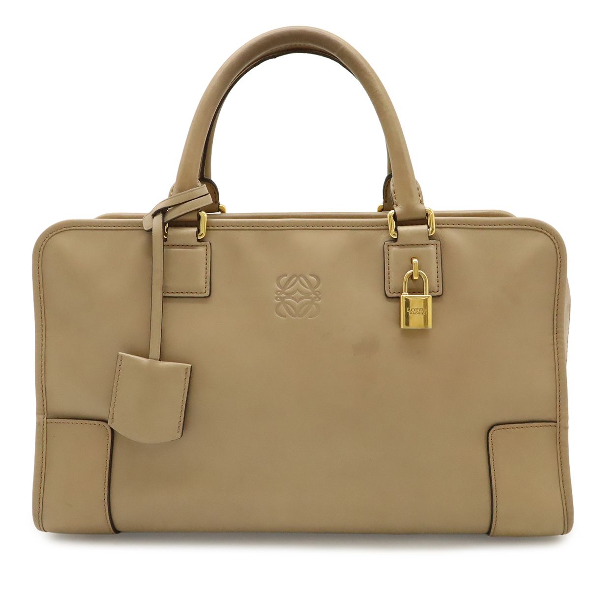 Loewe Amazona 36 Anagram Mini Boston Bag Leather Beige Gold