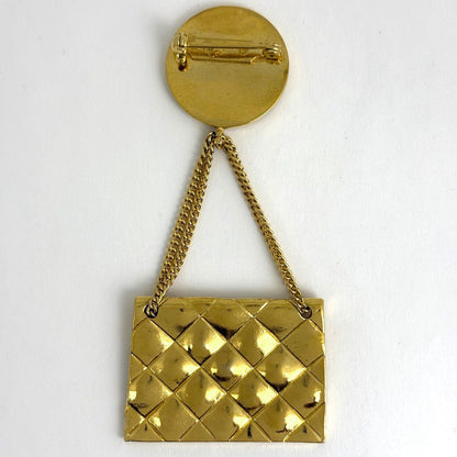 Chanel CC Logo Brooch Quilted Swing Gold Plated — view 2