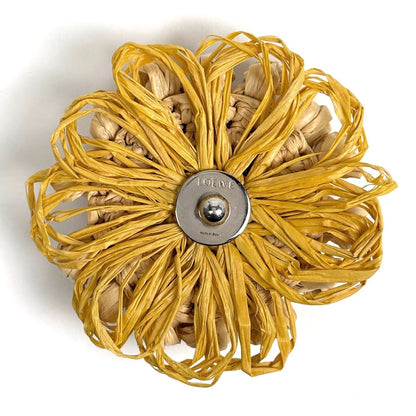 Loewe Stud Flower Brooch Raffia Leather Beige Red — view 3