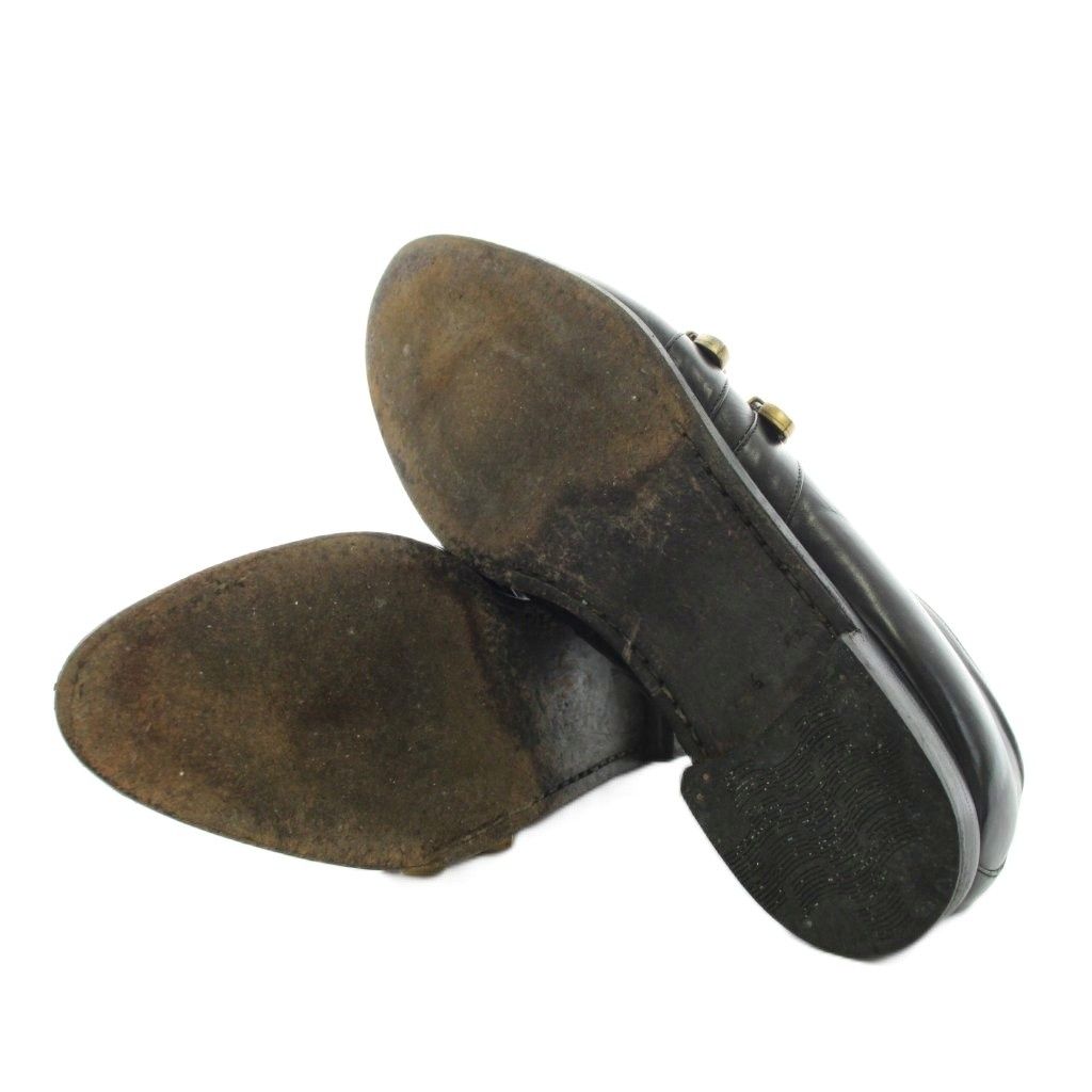 Versace Gianni Business Shoes Double Monk Logo Leather 42.5 Black — view 5