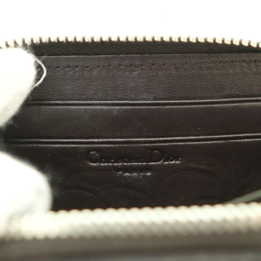 Dior Wallet Coin Purse Zip Around Trotter Pattern Leather Brown — view 6