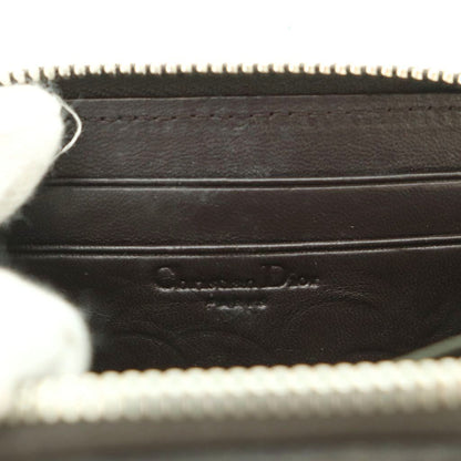 Dior Wallet Coin Purse Zip Around Trotter Pattern Leather Brown — view 6