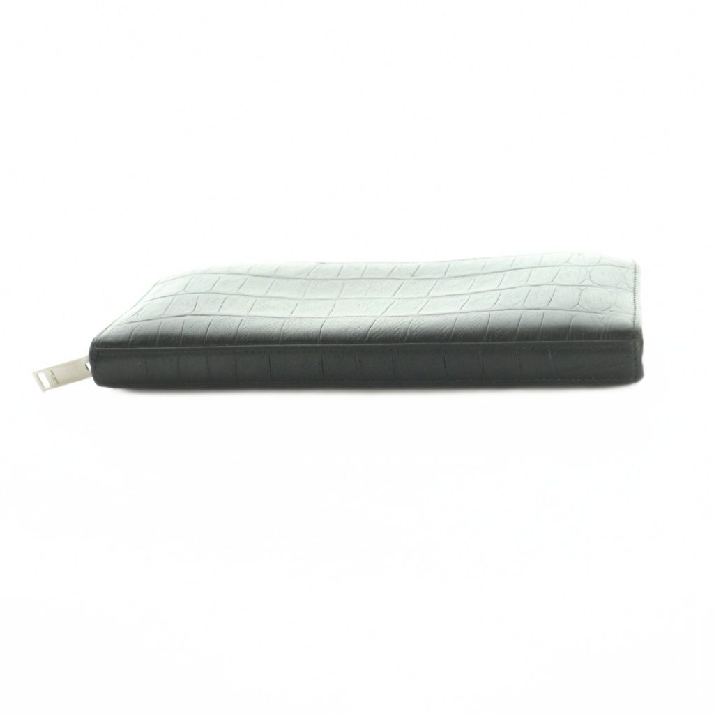Saint Laurent Paris Wallet Zip Around Coin Purse Leather Embossed Croco — view 4