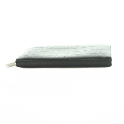 Saint Laurent Paris Wallet Zip Around Coin Purse Leather Embossed Croco — view 4