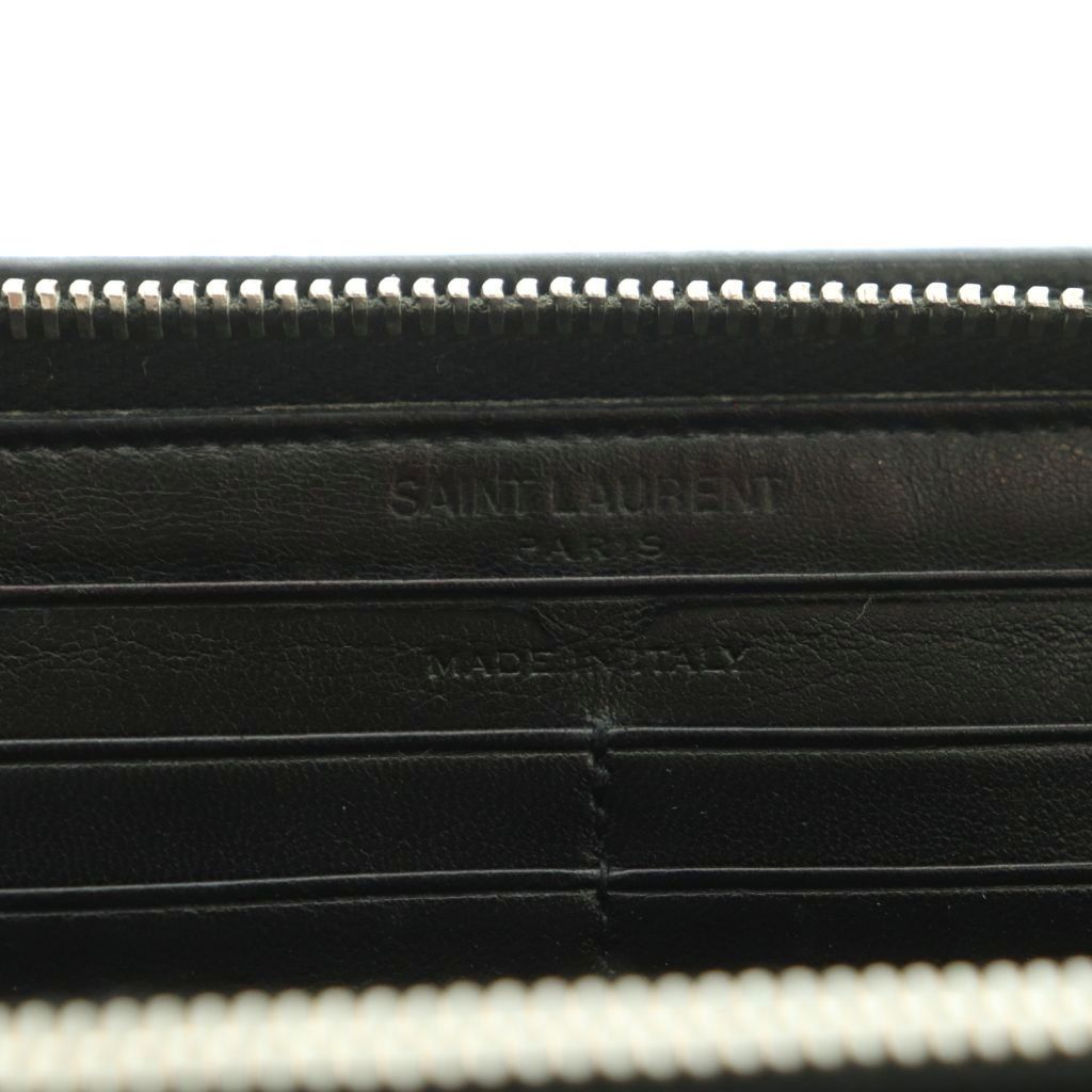 Saint Laurent Paris Wallet Zip Around Coin Purse Leather Embossed Croco — view 8