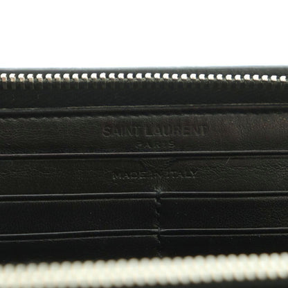 Saint Laurent Paris Wallet Zip Around Coin Purse Leather Embossed Croco — view 8
