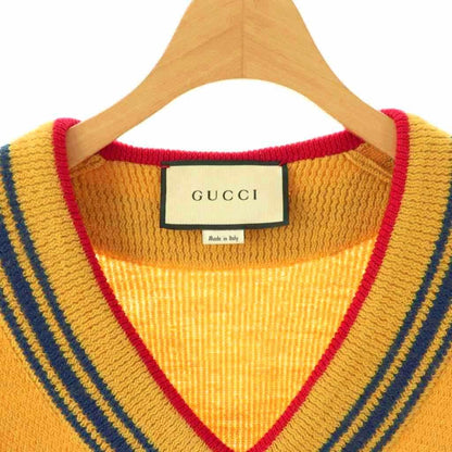 Gucci Knit Sweater Half Sleeve Neck Anchor Motif Wool S Master Navy Red DO — view 5