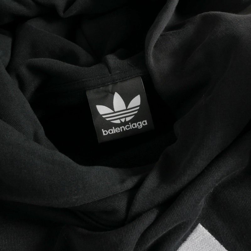 Balenciaga Adidas Logo Embroidery Hoodie Long Sleeve L Black — view 8