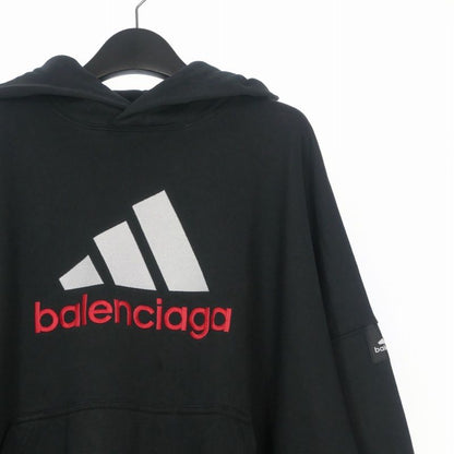 Balenciaga Adidas Logo Embroidery Hoodie Long Sleeve L Black — view 3