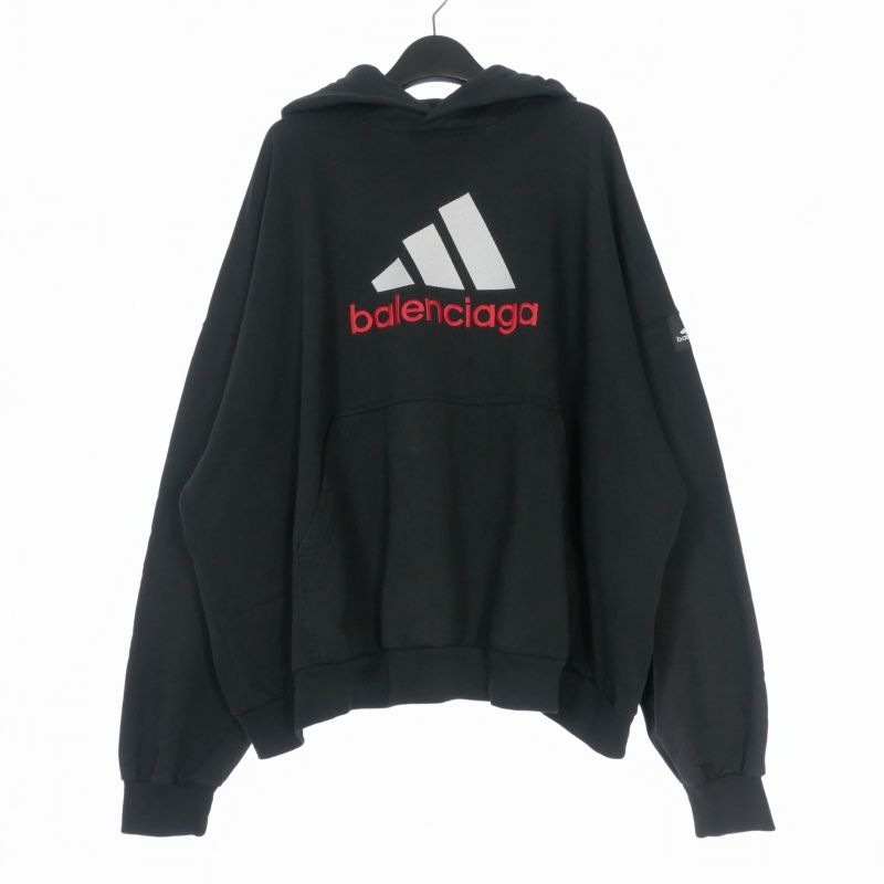 Balenciaga Adidas Logo Embroidery Hoodie Long Sleeve L Black