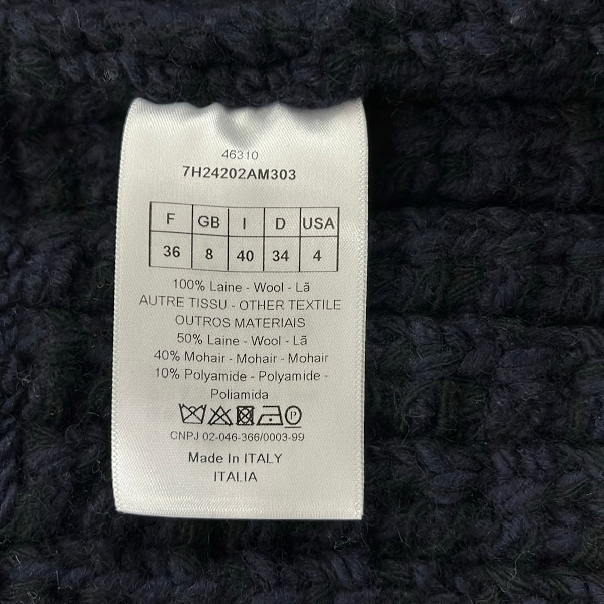 Dior Vest 40 Dark Navy Black Knit Long Length — view 5