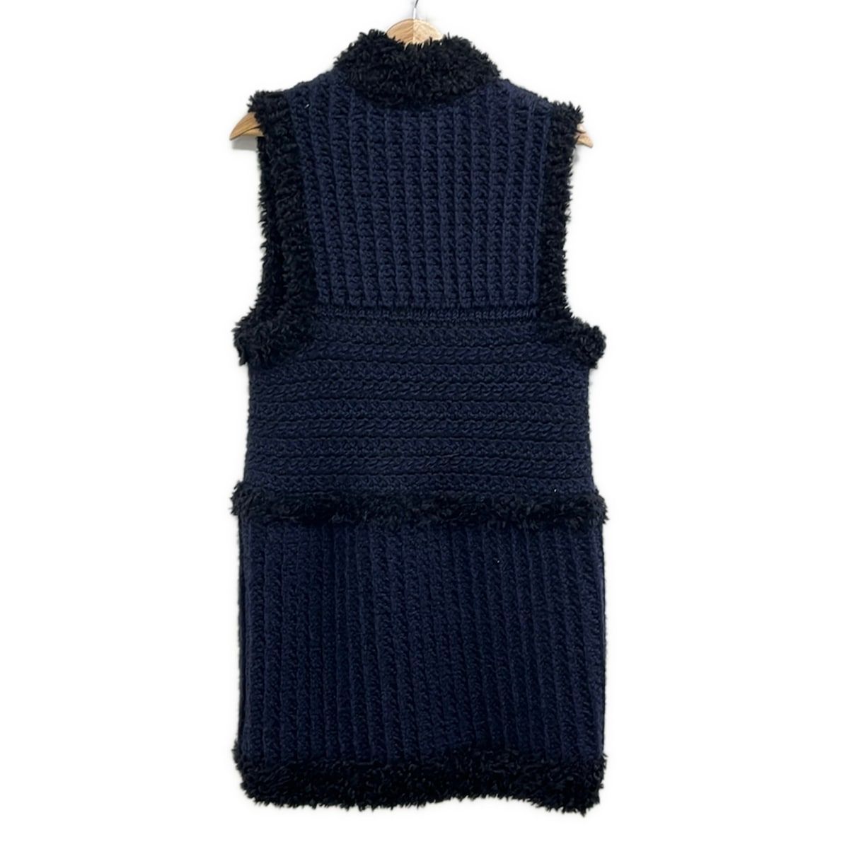 Dior Vest 40 Dark Navy Black Knit Long Length — view 2
