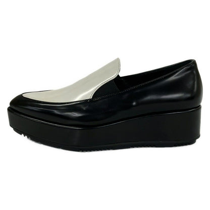Prada Loafers 36.5 Black White Platform Leather