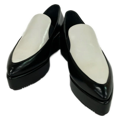 Prada Loafers 36.5 Black White Platform Leather — view 2