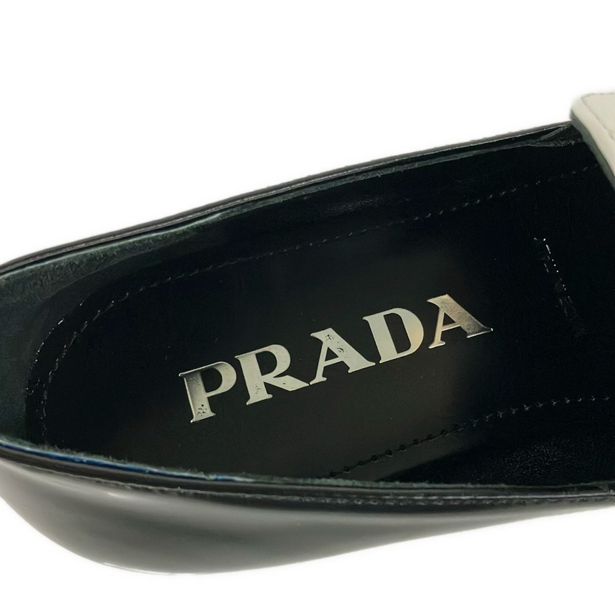 Prada Loafers 36.5 Black White Platform Leather — view 5