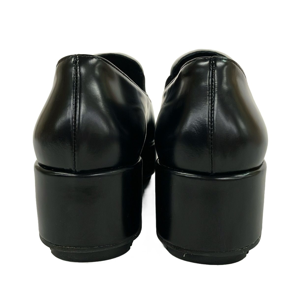 Prada Loafers 36.5 Black White Platform Leather — view 3