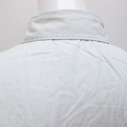 Brunello Cucinelli Short Sleeve Shirt Blouse M Blue Light Fabric Ruffles Button — view 7