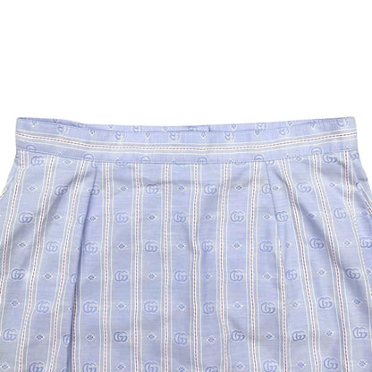 Gucci Tight Skirt Stripe 38 Cotton Double Blue Red — view 5