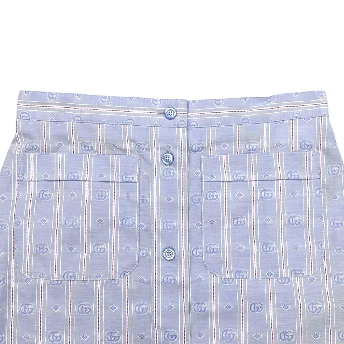 Gucci Tight Skirt Stripe 38 Cotton Double Blue Red — view 3