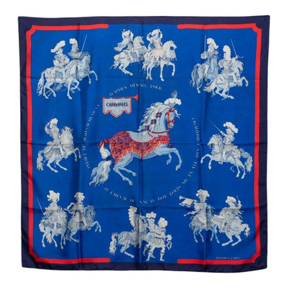Hermes Carre 90 Carrousel Merigo Land Scarf Blue Multicolor Silk