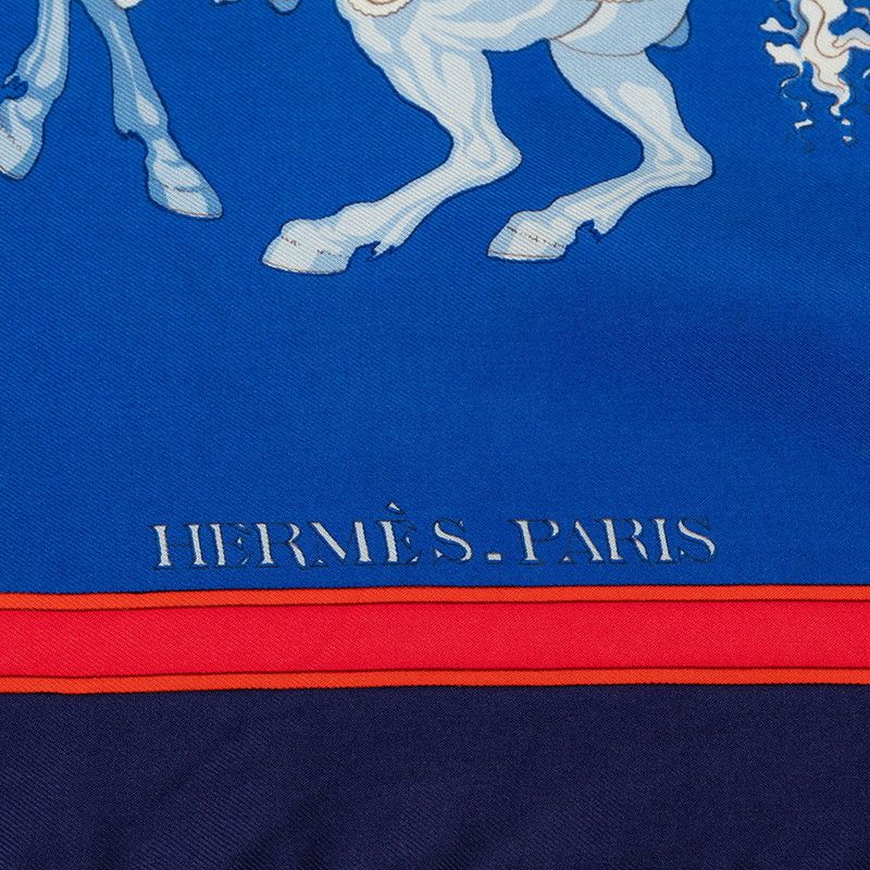 Hermes Carre 90 Carrousel Merigo Land Scarf Blue Multicolor Silk — view 6