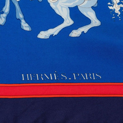 Hermes Carre 90 Carrousel Merigo Land Scarf Blue Multicolor Silk — view 6