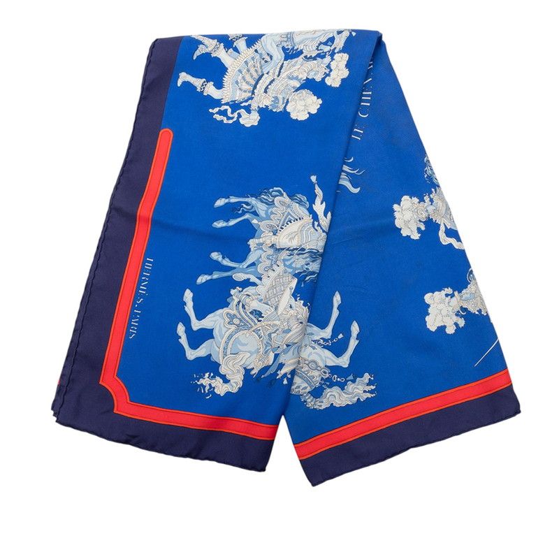 Hermes Carre 90 Carrousel Merigo Land Scarf Blue Multicolor Silk — view 2