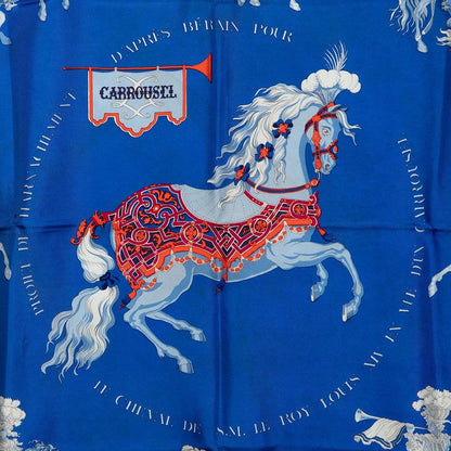 Hermes Carre 90 Carrousel Merigo Land Scarf Blue Multicolor Silk — view 3