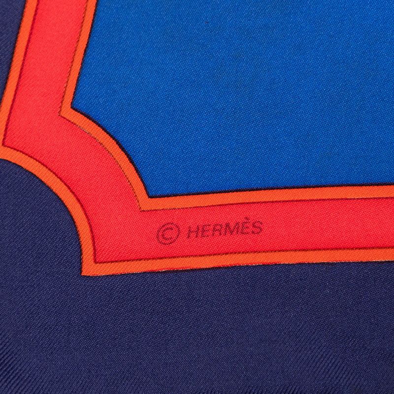 Hermes Carre 90 Carrousel Merigo Land Scarf Blue Multicolor Silk — view 7