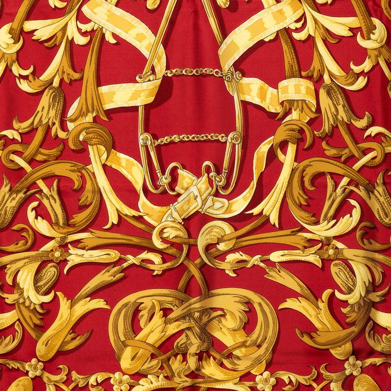 Hermes Carre 90 le Mors a la Conetable Elegance Scarf Red Multicolor Silk — view 3