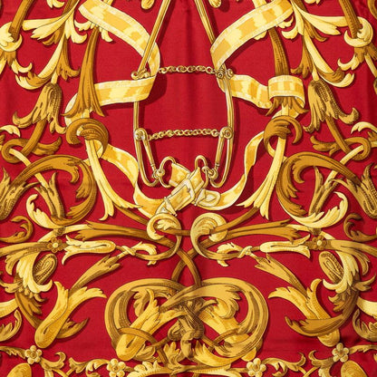 Hermes Carre 90 le Mors a la Conetable Elegance Scarf Red Multicolor Silk — view 3