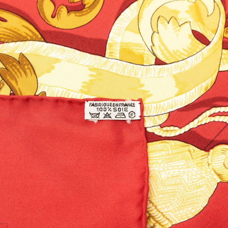 Hermes Carre 90 le Mors a la Conetable Elegance Scarf Red Multicolor Silk — view 8