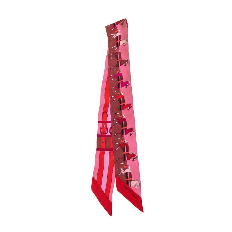 Hermes Twilly Rocabar Cover le Scarf Pink Red Silk