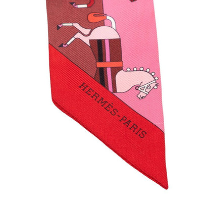 Hermes Twilly Rocabar Cover le Scarf Pink Red Silk — view 3