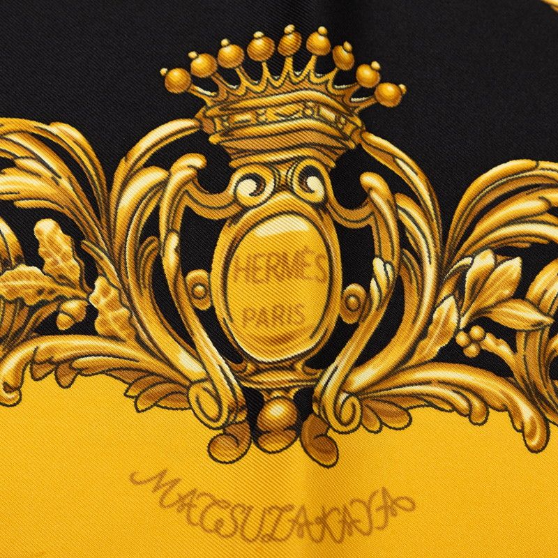 Hermes Carre 90 Carrosses D'or Gold Carriage Scarf Yellow Multicolor Silk — view 9