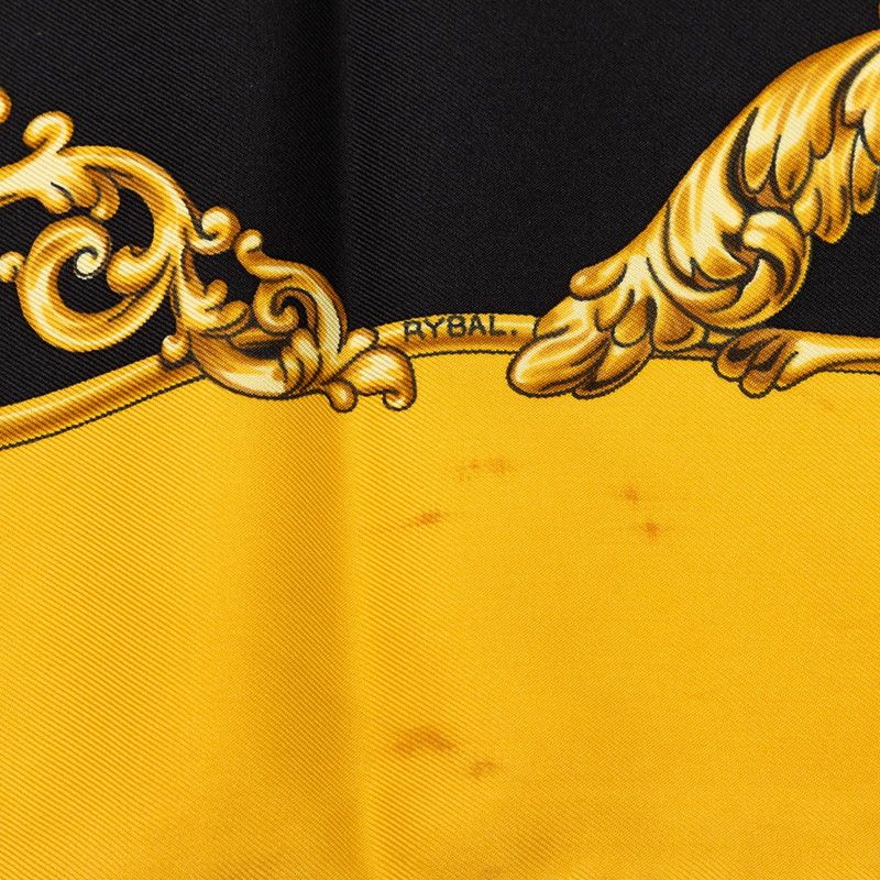 Hermes Carre 90 Carrosses D'or Gold Carriage Scarf Yellow Multicolor Silk — view 6