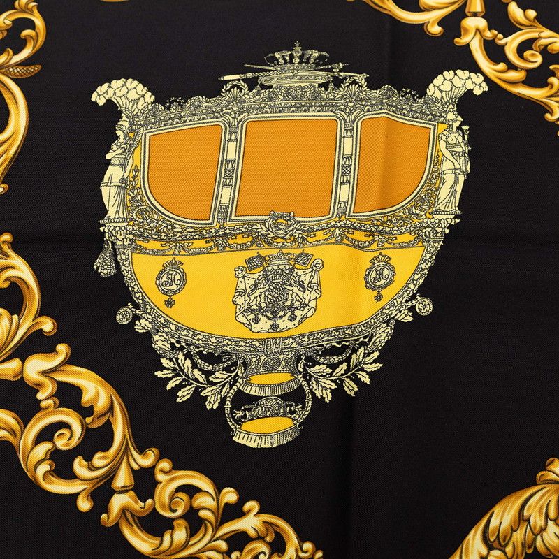 Hermes Carre 90 Carrosses D'or Gold Carriage Scarf Yellow Multicolor Silk — view 5