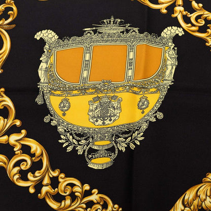 Hermes Carre 90 Carrosses D'or Gold Carriage Scarf Yellow Multicolor Silk — view 5