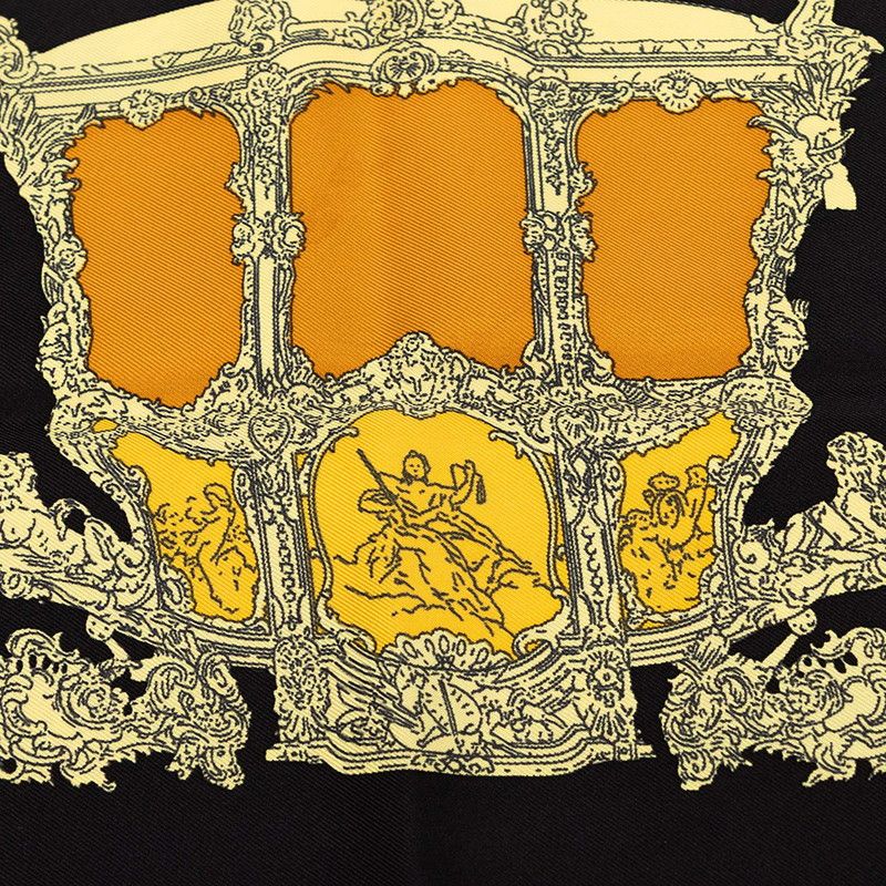 Hermes Carre 90 Carrosses D'or Gold Carriage Scarf Yellow Multicolor Silk — view 4