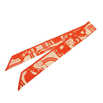 Hermes Twilly Brides de Gala Scarf Orange Beige Silk